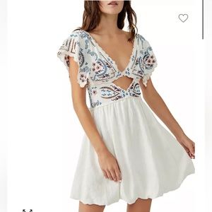 NWT free people rambling roads embroidered mini dress